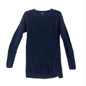 A.N.A. Women's M Metallic Dark Blue Sparkle Longline Sweater Long Sleeves Crew